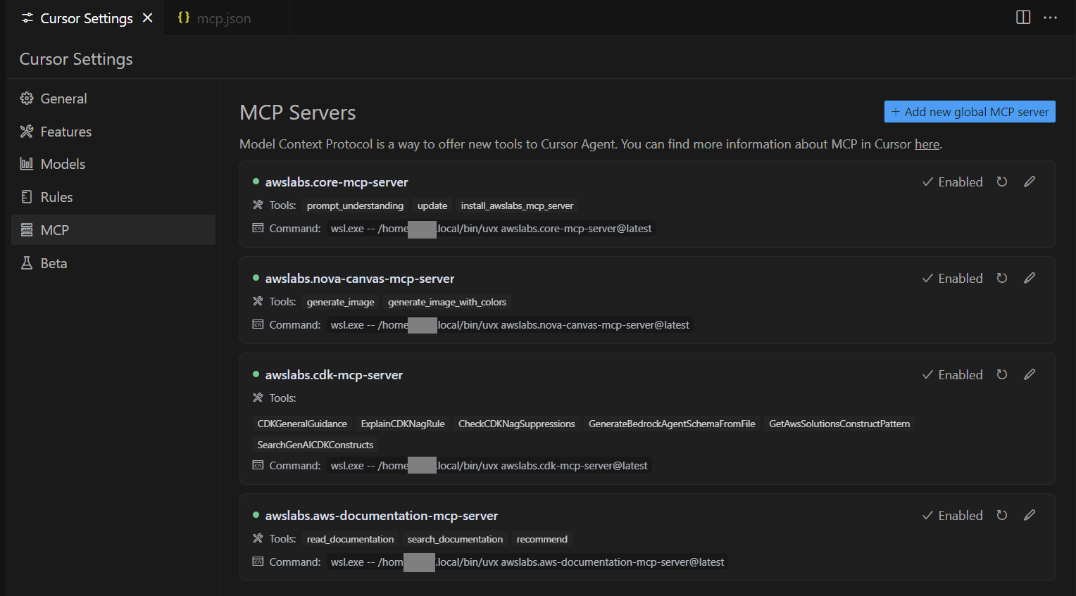 Cursor wsl2 aws documentation mcp server spacecat jp
